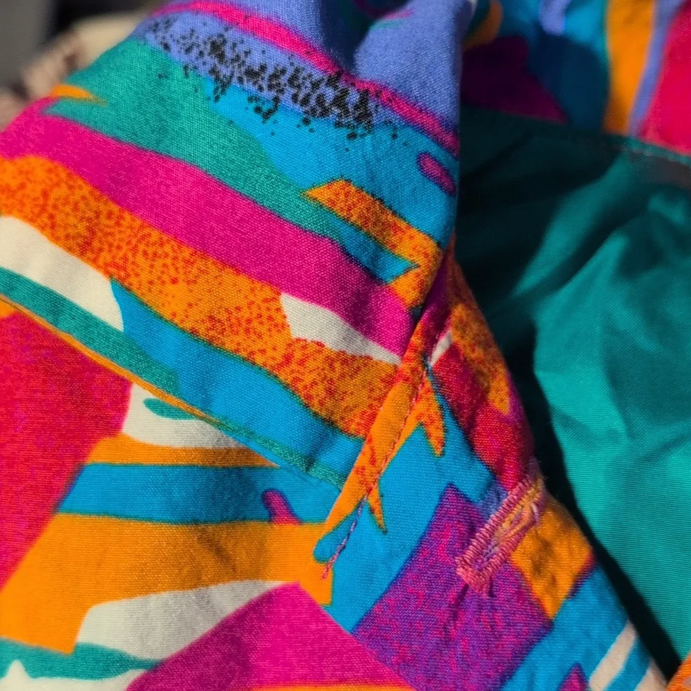 80s 90s Vintage Vibrant Abstract Multicolor Cropped Kids Jacket Neon‎